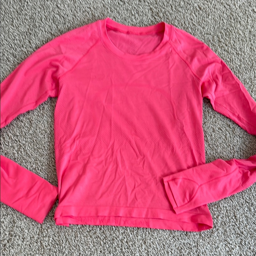 Lululemon run swift race length Vibrant Pink Long Sleeve Top